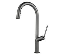 Robinet de lavabo pivotant en Retrait avec Double Fonction cachée cachée à la tête de pulvérisation en Laiton à poignée Simple et Froide mélangeur de Cuisine Froide, Noir