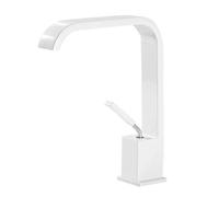 Robinet de lavabo pour salle de bain chaude et froide en laiton noir/chromé, robinets de lavabo, mitigeurs d'évier grue (blanc)