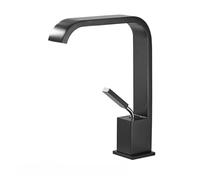 Robinet de lavabo pour salle de bain chaude et froide en laiton noir/chromé robinets de lavabo robinets d'eau mitigeurs grue (noir)