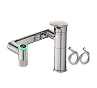 Robinet de lavabo rotatif à 1080° en hauteur réglable - Double sortie d'eau - Modes de pulvérisation et de flux - Affichage de la température en temps réel - Laiton et acier inoxydable - Blanc noir