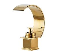 Robinet de lavabo salle bain cascade monotrou eau chaude et froide robinet en laiton - Doré(Chrome)