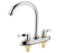 Robinet de Lavabo Salle de Bain à Double Poignée, 3 Trous, Argenté | Faucet, Métal, Eau Chaude et Froide, Installation Facile, Économie D'eau, Style Simple et Couleur Aléatoire Style Aléatoire