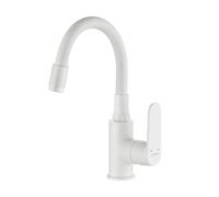 Robinet de lavabo sur pied avec bec flexible, blanc