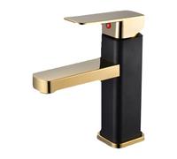 Robinet de lavage carré - Robinet de bain robuste en céramique - Noir mat, sortie carrée Washtabar | Concevoir le robinet de lavabo pour l'intérieur