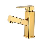 Robinet de Luxe en cuivre plaqué Or pour évier de Cuisine extractible, Robinet de mélange Traditionnel pour Salle de Bains Chaude et Froide, Robinet d'eau antirouille rétractable pour la Maison