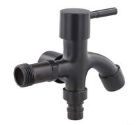 Robinet de machine à laver à 1 entrée et 2 sorties combinant des fonctions de bidet et d'alimentation en eau, compatible avec les fixations standard et construction en alliage (noir)