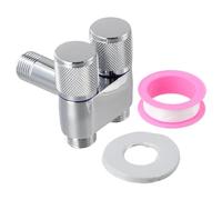 Robinet de machine à laver à double commande G1/2 1 entrée 2 sorties, vanne triangulaire for salle de bain, bidet, accessoire de robinet(Silver)