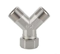Robinet de Machine à Laver en cuivre pour Lave-Vaisselle - Double répartiteur 1,27 cm - Coude de réduction en Y - avec nœud Coulissant argenté