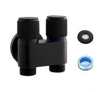 Robinet de machine à laver G12 double vanne de commande avec design 1 entrée et deux sorties, matériau en alliage adapté pour la cuisine et la salle de bain (noir)