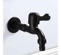 Robinet de machine à laver noir antique, robinet piscine balai, d'eau froide simple mural en acier inoxydable for jardin extérieur Idéal arrosage extérieur(04)