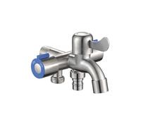 Robinet de Puisage Multifonction 3/4 Inox Electroplaqué avec Vannes de Contrôle Argent
