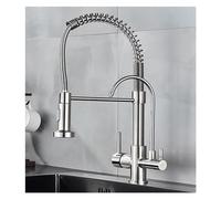 Robinet de purification, buse extractible à ressort de cuisine, installation sur comptoir, mélange d'eau chaude et froide(Brushed Nickel B)