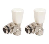 Robinet de radiateur équerre 3/8"" nickelé, simple réglage, tête manuelle pour température ambiante, 100°C max (Lot de 2)