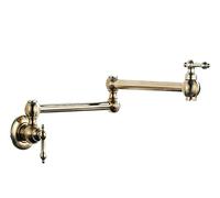 Robinet de remplissage casserole cuisine pliable mural en or brossé, bec rotatif simple froid laiton (1)(1)