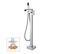Robinet de Remplissage de Baignoire à Montage au Sol avec boîte intégrée, Ensemble de robinets de Douche sur Pied avec Douche à Main, Bec Cascade à 360°, chromé