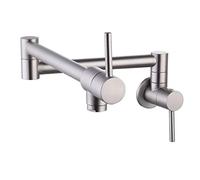 Robinet de remplissage de casserole de cuisine en laiton sans plomb à double joint pivotant robinet d'évier pliable support mural articulé à deux poignées (nickel brossé)