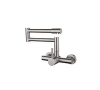 Robinet de remplissage de casserole extensible et pliable à double articulation et trou unique Robinet d'évier de cuisine en acier inoxydable, débit d'eau élevé
