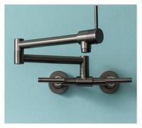 Robinet de remplissage de casserole - Mélangeur de cuisine mural, laiton massif, bec pivotant, eau chaude et froide, double poignée pour éviers