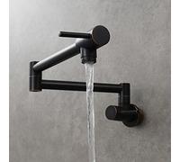 Robinet de remplissage de casserole noir patiné - Robinet d'eau froide pivotant à 360° pour évier de cuisine, mitigeur mural avec buse à double joint, idéal pour la cuisine et la préparation des