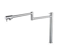Robinet de remplissage de casserole pliable monté sur le pont avec bras pivotant à double articulation en laiton noir robinet de cuisine deux poignées trou unique idéal pour les éviers et la cuisine