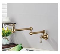 Robinet de remplissage de pot à montage mural Robinet de cuisine en laiton brossé or chanter évier de cuisine froide robinet d'eau mitigeur mitigeur 360 Rotation mural avec bras oscillants à double ar