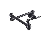 Robinet de remplissage de pot doré brossé à double articulation avec bras oscillant - Support mural pliable et extensible - 2 poignées en laiton pour une utilisation et un style faciles