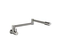 Robinet de Remplissage de Pot Noir brossé chromé, Robinet de Cuisine Froide Simple Pliable Mural, Bec Rotatif (Type A brossé)
