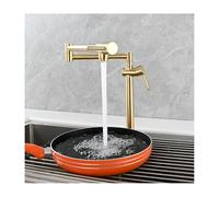 Robinet de remplissage de pot, robinet de remplissage de pot en laiton avec bras pivotant à double joint extensible, robinets d'évier de cuisine pliables avec poignée unique, or brossé