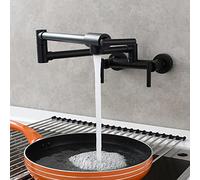 Robinet de remplissage en pot pour les deux robinets de mélangeur à eau froide chauds, pliage de cuisine murale de cuisine commerciale évier en laiton 3 poignées 2 trous doubles articulations bras