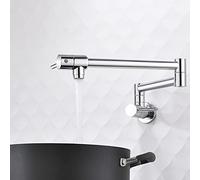 Robinet de remplissage marmite, robinet d'évier restaurant cuisine à montage mural pliable et extensible commercial en laiton, bras oscillant double joint Commercial NPT