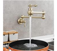 Robinet de remplissage mural en laiton antique pour eau froide, robinet de cuisine commercial, pliable, bras à double articulation, idéal pour une utilisation culinaire