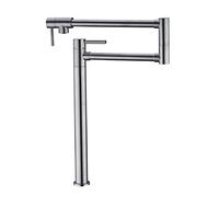 Robinet de remplissage Pot finition Nickel brossé avec tige d'extension, bras pivotant à Double Joint en laiton, trou pliable, deux poignées