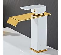 Robinet De Salle Bain Cascade Doré, Mitigeur Lavabo En Acier Inoxydable À Poignée Unique For Eau Chaude/froide(Platinum,Short)