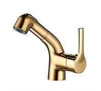 Robinet de salle de bain 2 fonctions mitigeur de lavabo évier de salle de bain en laiton lavabo de salle de bain monotrou avec pulvérisateur extractible robinet de vanité à poignée unique, or, robinet