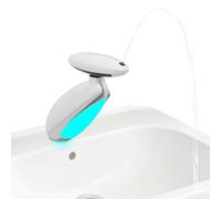 Robinet de salle de bain à LED 4 modes avec douchette extensible et une paire d'écrous de 3/8", rotatif à 360°, robinet créatif avec éclairage multicolore (Chrome)