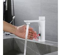 Robinet de salle de bain automatique avec capteur infrarouge blanc sans contact Robinet mitigeur Lavabo mains libres pour un lavage facile Mélangeur de lavabo moderne