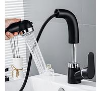 Robinet de salle de bain avec douchette extractible en laiton, eau chaude et froide, buse double mode, robinets de lavabo multifonctions-blanc (Nero)