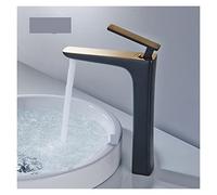 Robinet de salle de bain, Bassin robinet bain eau bassin mitigeur chaud noir/blanc curseur serre-toise grue or(Black and gold tall)