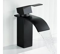 Robinet de salle de bain cascade noir ANYCEE, mitigeur monocommande pour lavabo, hauteur de bec 8,5 cm, eau chaude et froide