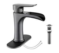 Robinet de salle de bain cascade noir YUNDOOM noir mat avec drain pop-up poignée unique un trou ou trois trous pour vanité ferme camping-car bateau robinet de lavabo montage sur pont