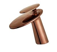 Robinet de salle de bain cascade, salle de bain robinet en laiton, robinet mitigeur évier chaud et froid, robinet de lavabo cascade à poignée unique, or (Color : Rose Gold)