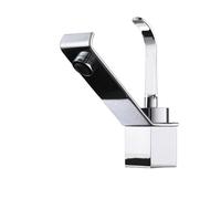 Robinet de salle de bain chaud et froid Mitigeur d'eau à trou unique Poignée unique Cascade Lavabo Robinets (Chrome)