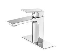 Robinet de salle de bain chromé à trou unique - Robinet de lavabo moderne à poignée unique - Robinet de toilette (chromé)