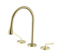 Robinet de salle de bain doré, robinet de lavabo à large diffusion en laiton noir, robinet d'eau chaude et froide en cascade(Brushed gold)
