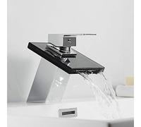 Robinet de salle de bain élégant avec cascade en verre, robinet mitigeur d'évier en laiton, tube réglable de 1,4 cm, design moderne pour lavabo de comptoir - Mise à niveau fonctionnelle et élégante de