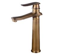 Robinet De Salle De Bain En Bronze Noir, Mitigeur D'Évier En Cuivre Brossé Rétro, Eau Chaude Et Froide, Robinet De Lavabo De Comptoir, Finition Marron Élégante, Design Du(Light Brown Tall)