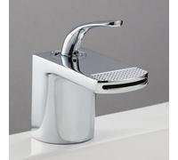 Robinet de salle de bain en laiton à poignée unique - Finition chromée - Eau chaude et froide - Design cascade - Évier de cuisine et lavabo - Décoration d'intérieur moderne