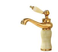Robinet de salle de bain en laiton et jade, mitigeur de lavabo, robinet de bain doré(C)