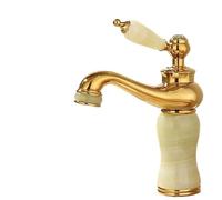 Robinet de salle de bain en laiton et jade, mitigeur de lavabo, robinet de bain doré(White2)