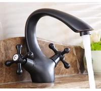 Robinet de salle de bain en laiton Grue à eau chaude et froide Robinet de bassin noir Mélangeur de lavabo Vintage Grue Robinet de lavabo de salle de bain haut (Color : SLT0083)